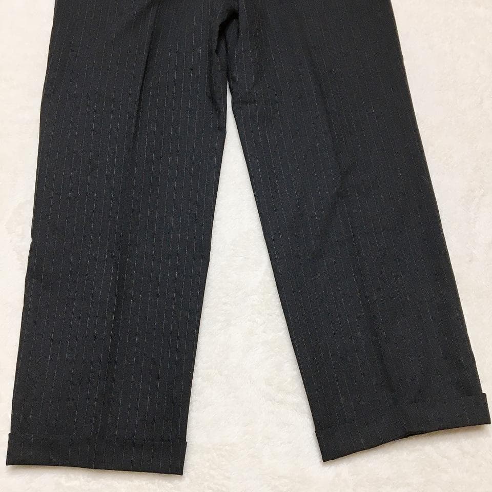 【美品】五大陸 高級ウール使用 メンズスーツ セットアップ ストライプ ビジネス