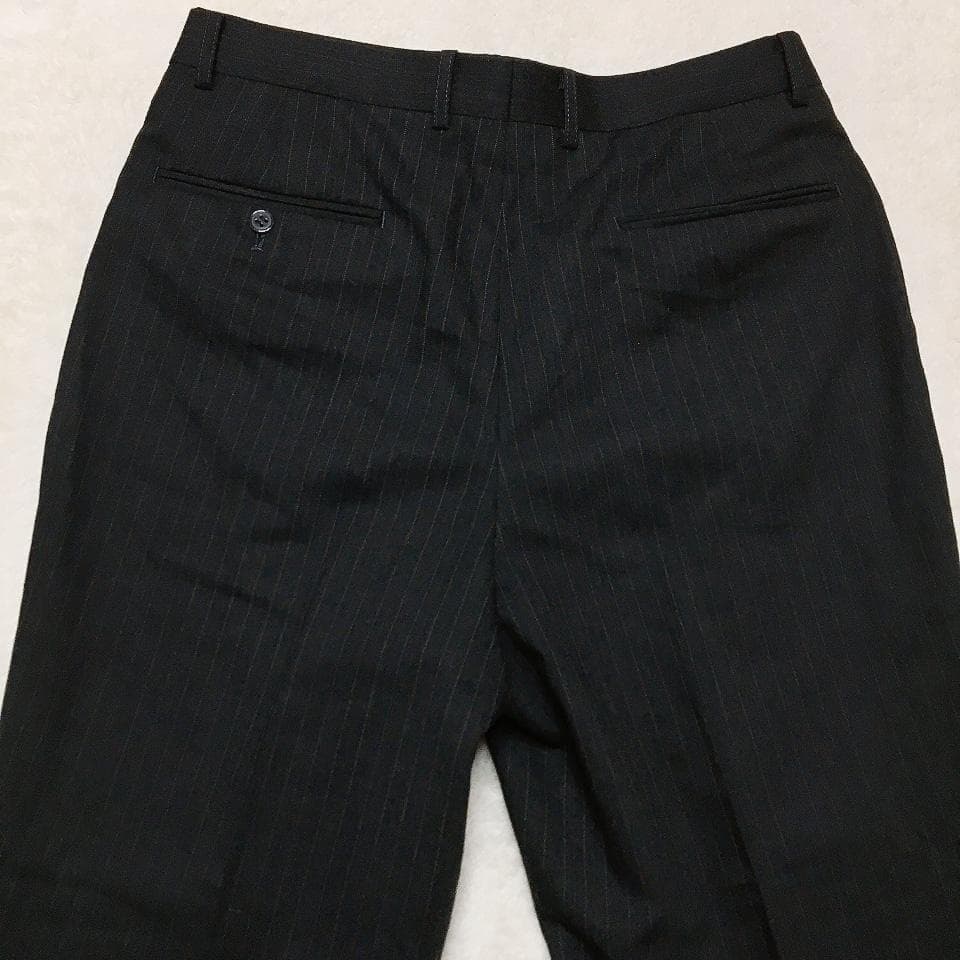 【美品】五大陸 高級ウール使用 メンズスーツ セットアップ ストライプ ビジネス