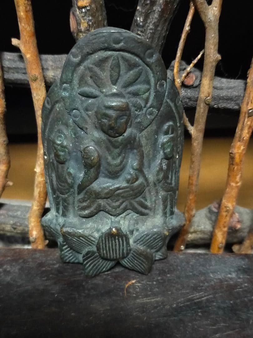 ♥銅製　仏像　掛仏　三尊像　お釈迦様　観音像　骨董品