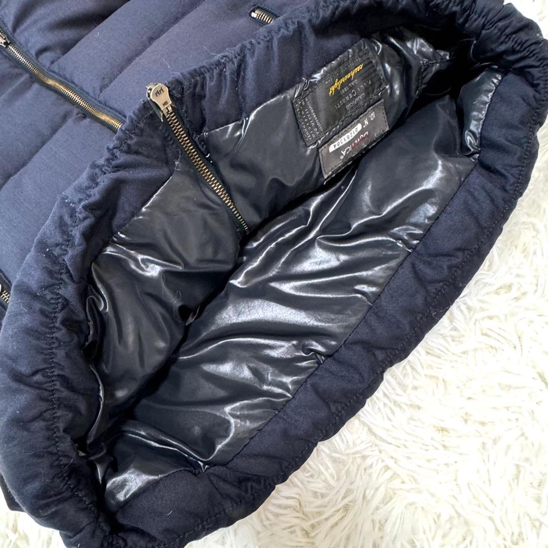 美品　デュベティカ　ダウンベスト　ネイビー フード付き　大きいサイズ　L サイズ