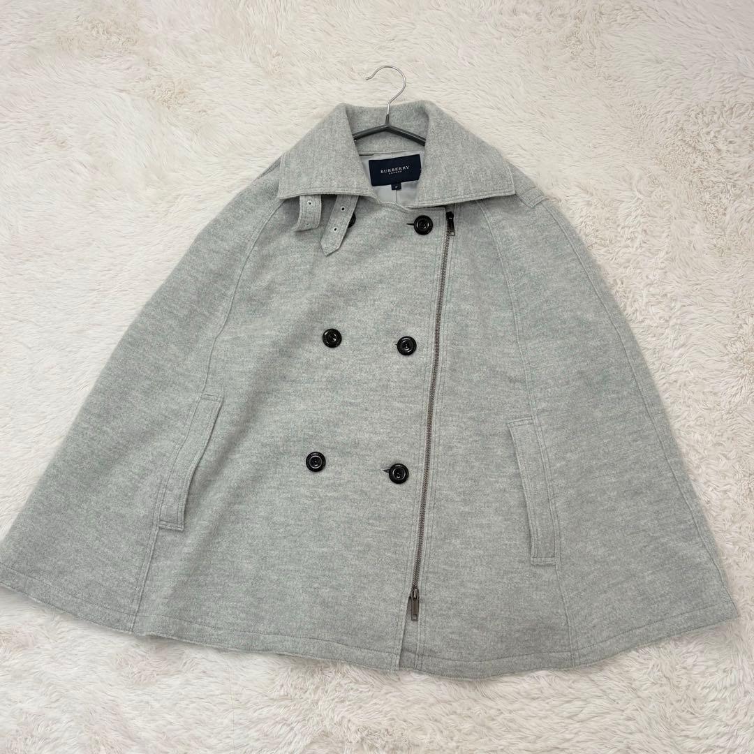 美品✨バーバリーロンドン　ケープコート　ポンチョ　ウール　Aライン　フリー