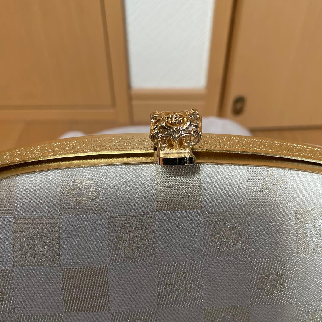 ホワイト チェック柄 ハンドバッグと草履セット