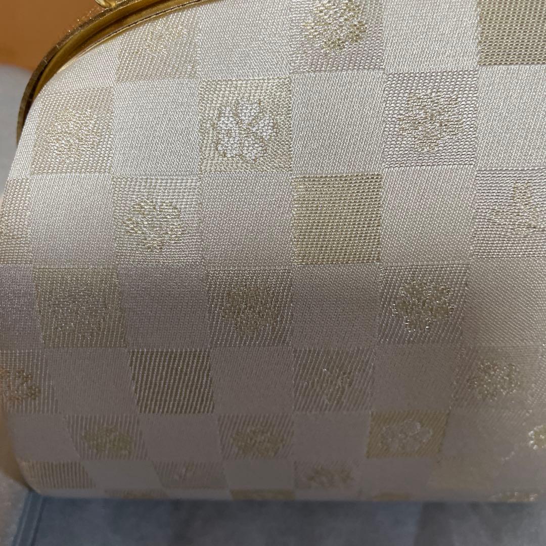 ホワイト チェック柄 ハンドバッグと草履セット