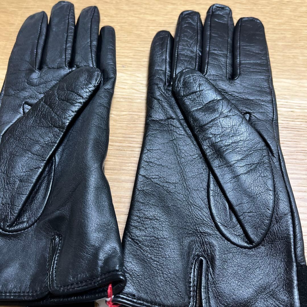 GIVENCHY 羊革 黒手袋 21cm スエードカフ付き