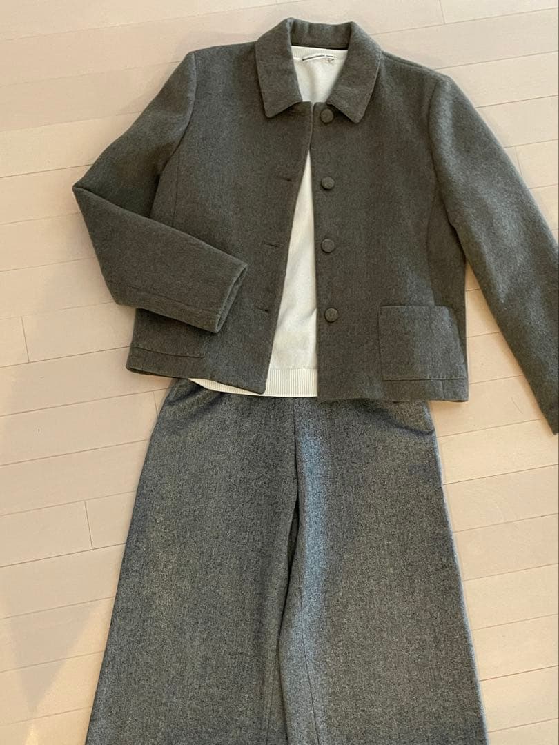 マドモアゼルノンノン　ウールジャケット　一枚仕立て　裏地チェック柄