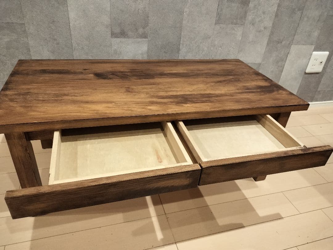 無印良品 無垢材ローテーブル ウォールナット センターテーブル 廃盤品　引き出し