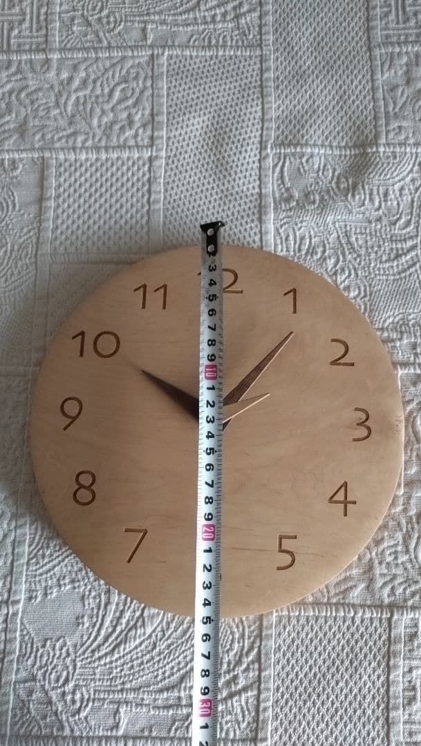 【中古/美品】楓　掛け時計　無垢　木製　丸型　直径26cm　日本製　葉山家具