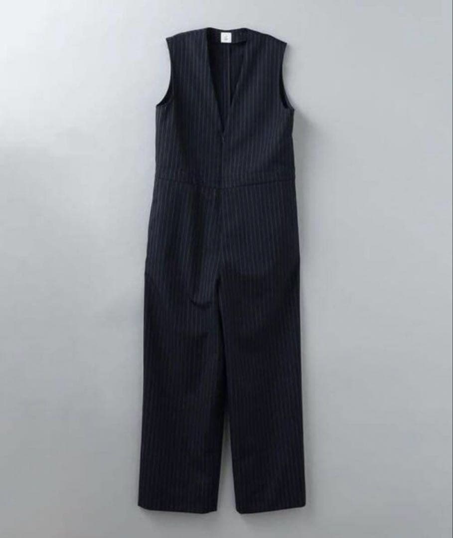 roku ストライプVネックオールインワン