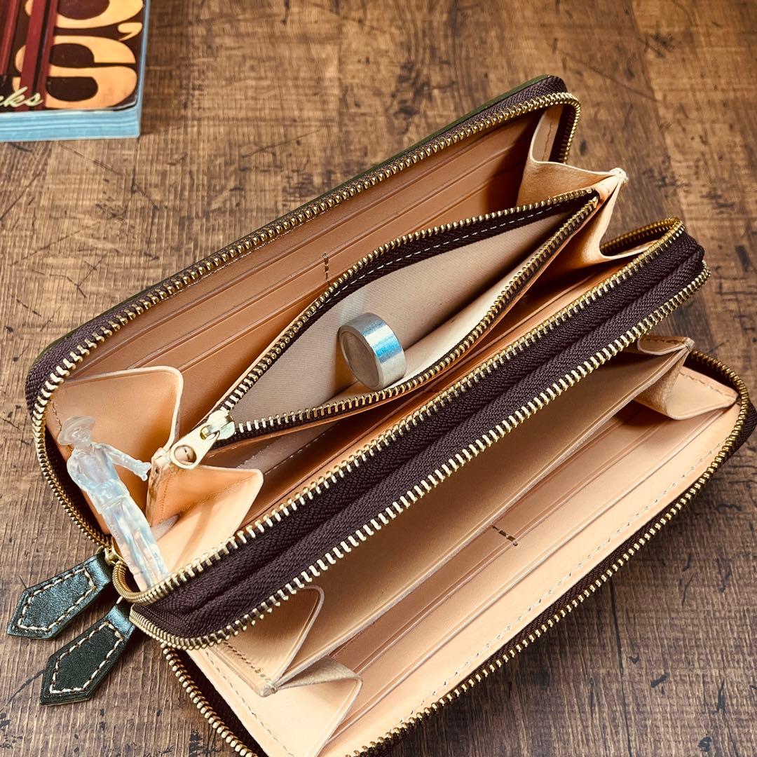 イタリアンレザー メンズ 財布 長財布 ダブルファスナー ダブルジップ