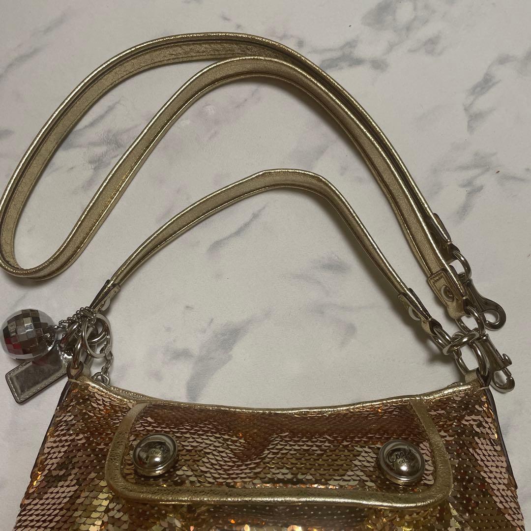 COACH / ポピー 2way スパンコール ハンドバッグ ゴールド