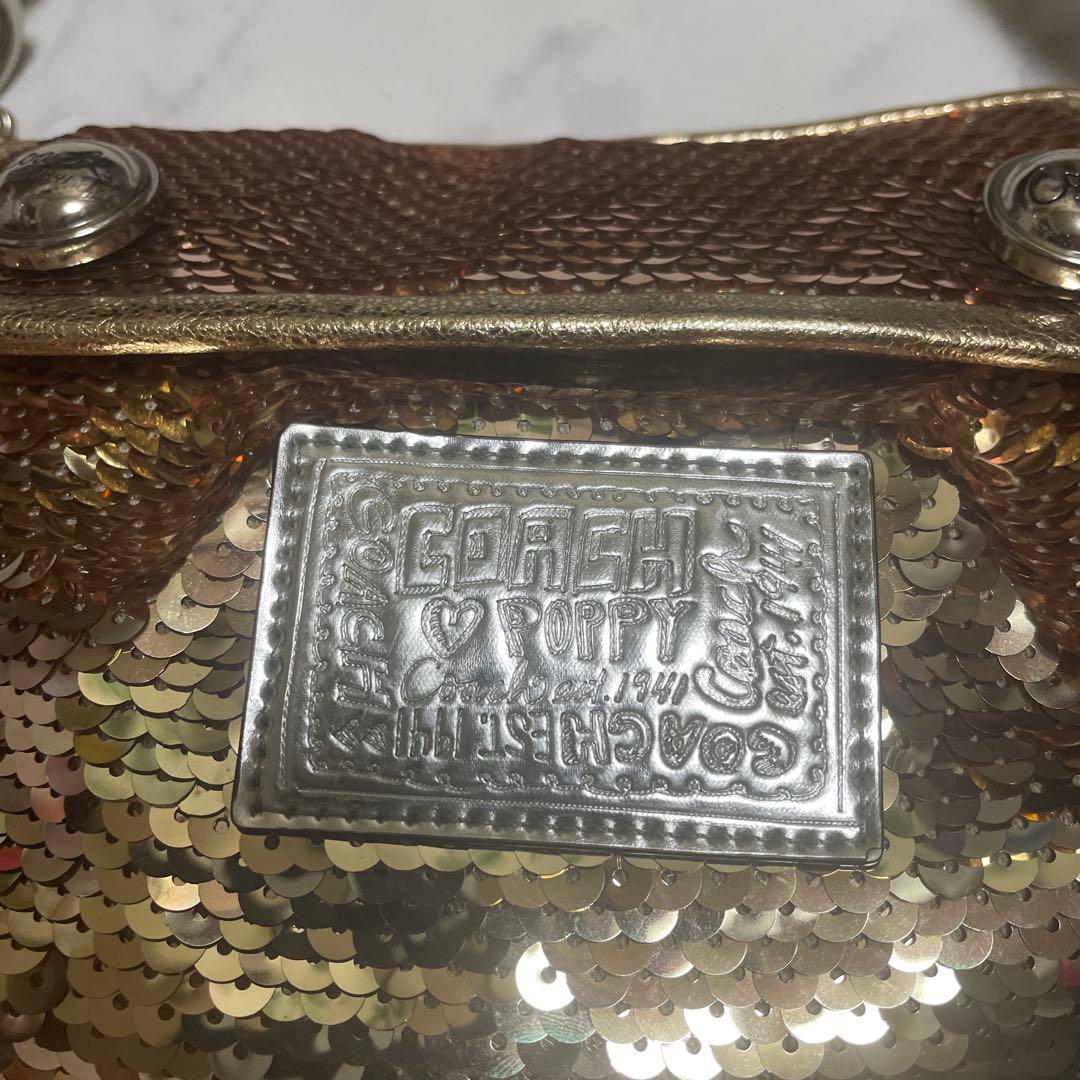 COACH / ポピー 2way スパンコール ハンドバッグ ゴールド