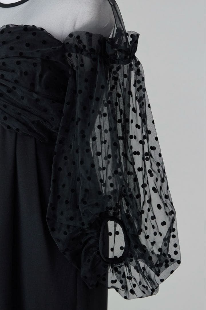 タグ付 フロッキードットパンツドレス オールインワン ブラック Lサイズ 結婚式