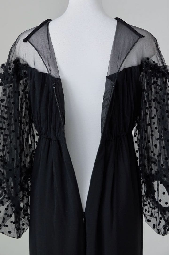 タグ付 フロッキードットパンツドレス オールインワン ブラック Lサイズ 結婚式