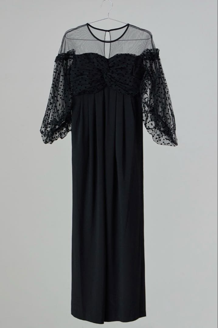 タグ付 フロッキードットパンツドレス オールインワン ブラック Lサイズ 結婚式