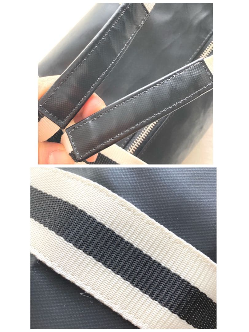 かんぺフレッドペリー　2way ドラム・ボストンバッグ　ブラック×ホワイト