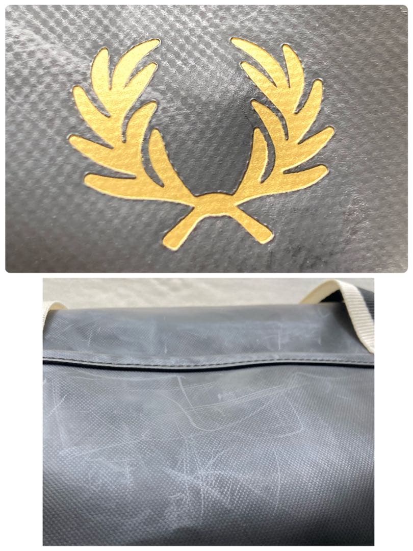 かんぺフレッドペリー　2way ドラム・ボストンバッグ　ブラック×ホワイト