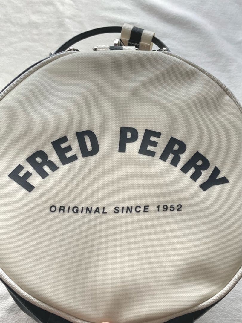 かんぺフレッドペリー　2way ドラム・ボストンバッグ　ブラック×ホワイト