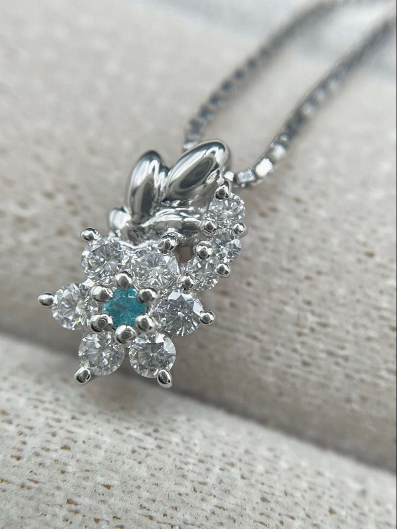 JA151★高級 パライバトルマリン0.02ct D pt ヘッド ソ付