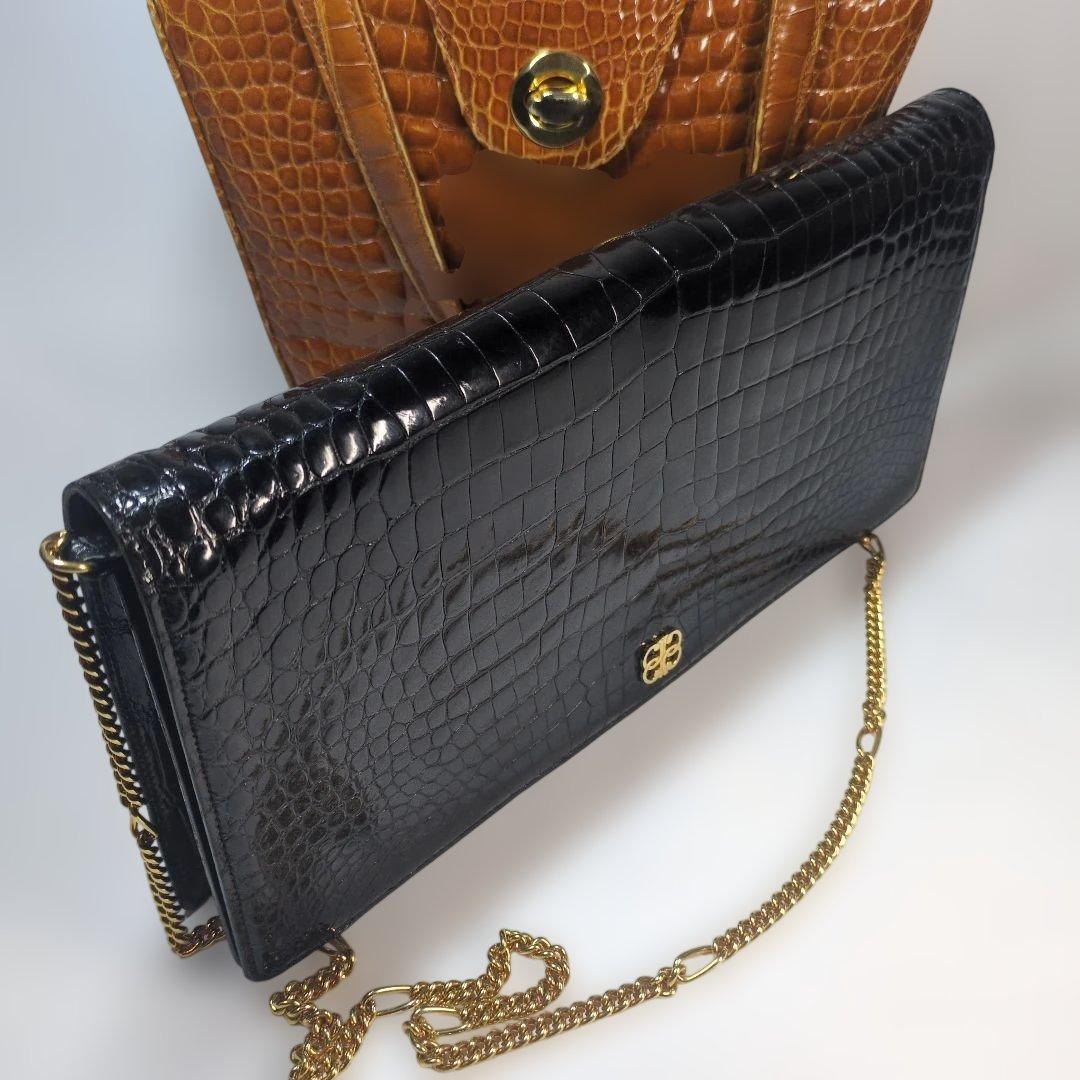 シャイニング　クロコダイル　バッグ　ブラウン　セット　サンタゴスティーノ