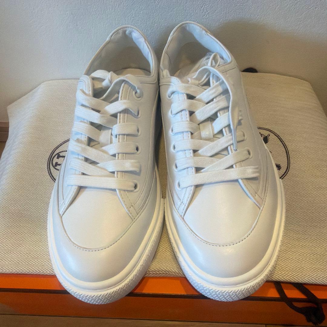 HERMES ホワイトレザー スニーカー36.5
