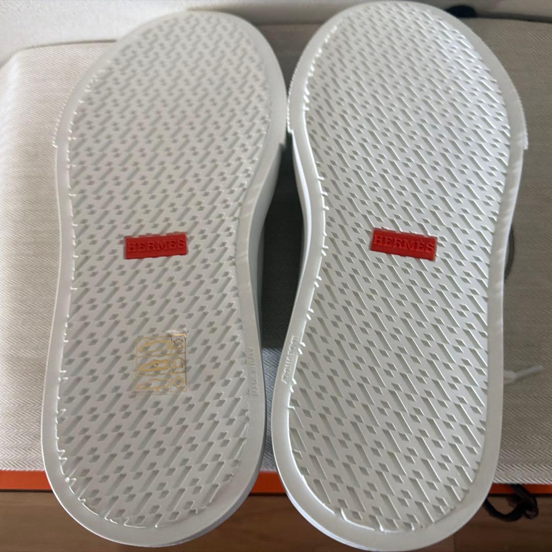 HERMES ホワイトレザー スニーカー36.5