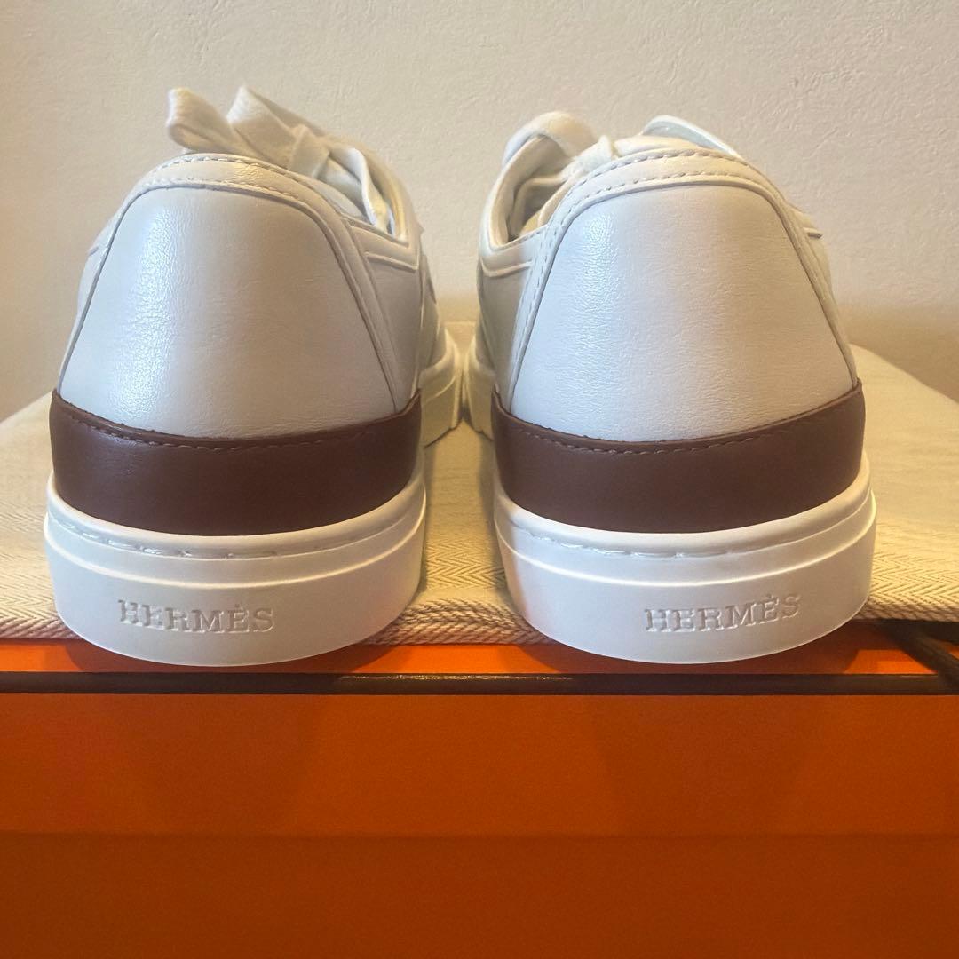 HERMES ホワイトレザー スニーカー36.5
