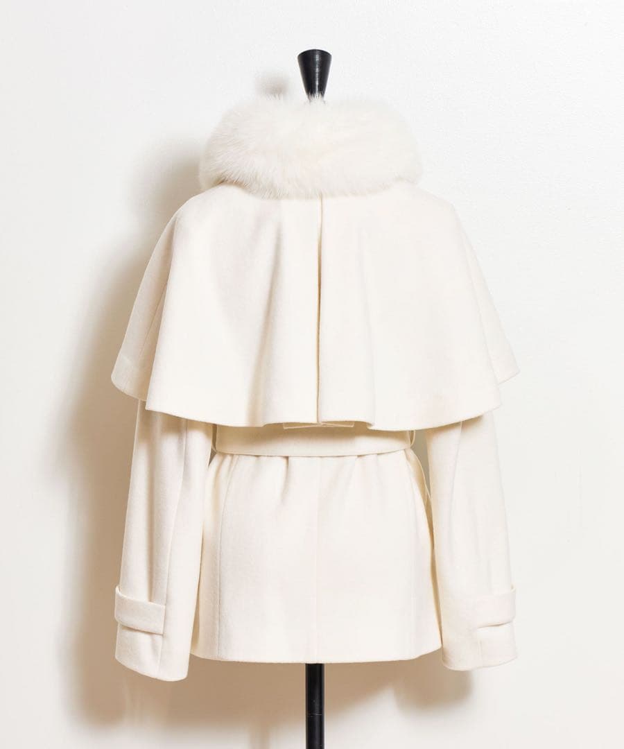 SALE Noela 新品 ケープ2wayミディウールコート オフホワイト S