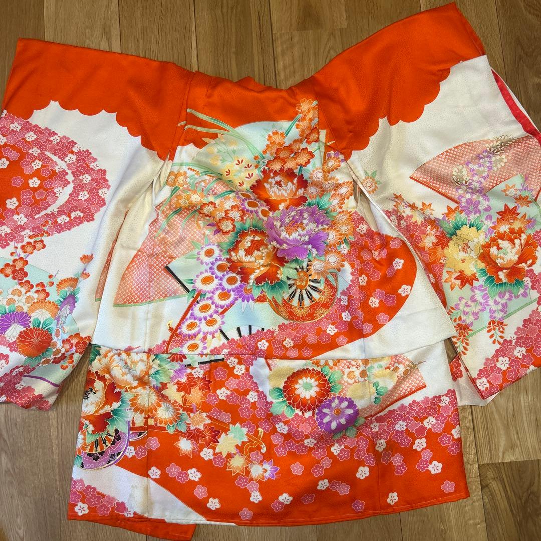 七五三　3歳用　着物　被布セット　正絹　アンティーク