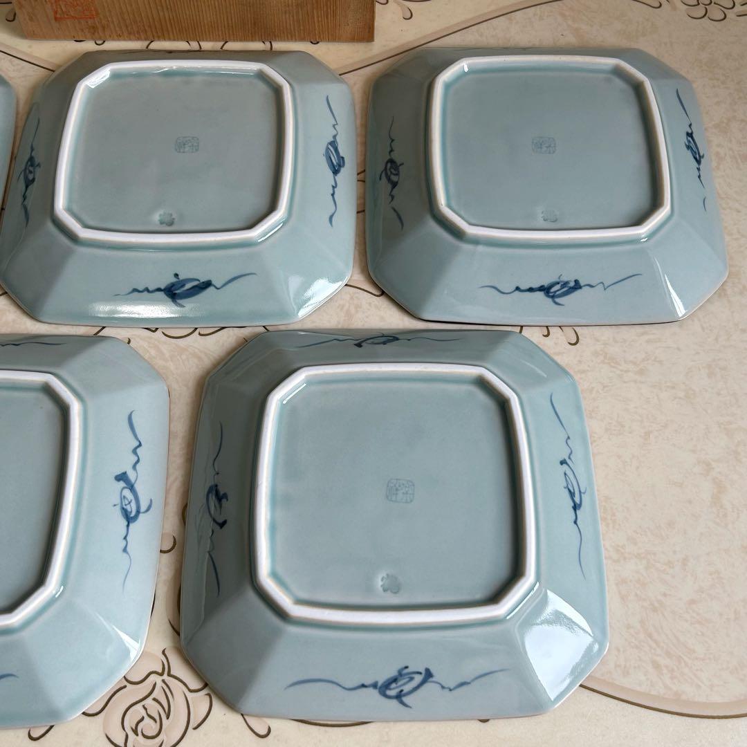 有田焼　祥楽窯　染付花紋　和皿揃　5枚　盛皿　大皿　中皿　古伊万里　色絵　和食器