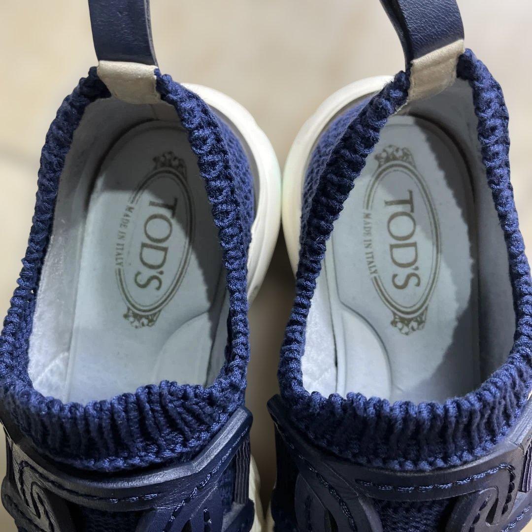 トッズ　ネイビー ニット スリッポン スニーカー