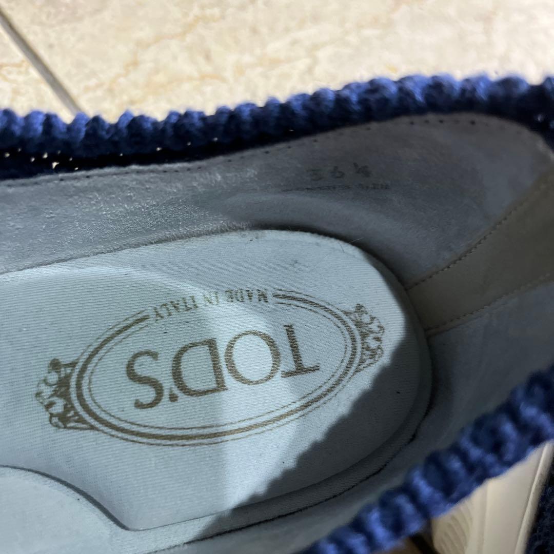 トッズ　ネイビー ニット スリッポン スニーカー