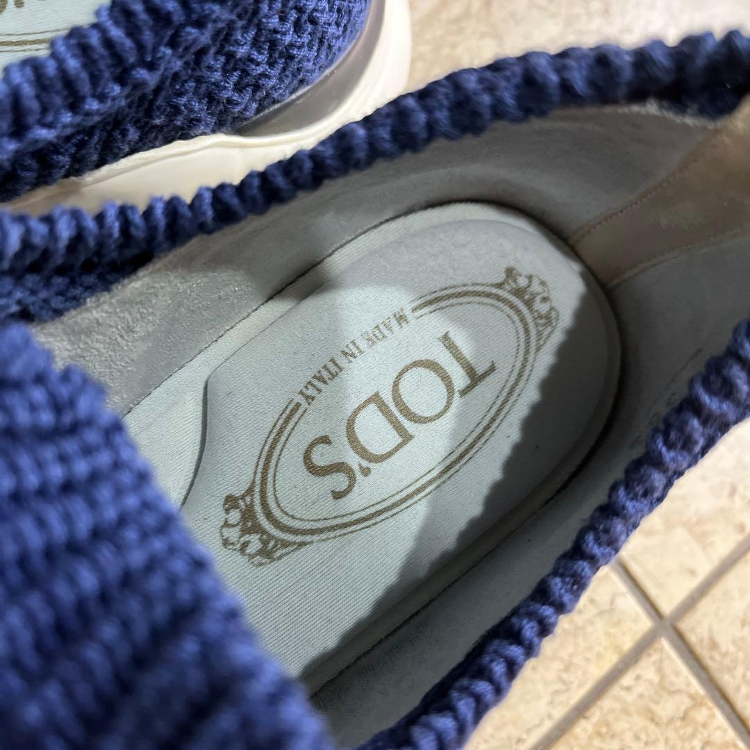 トッズ　ネイビー ニット スリッポン スニーカー