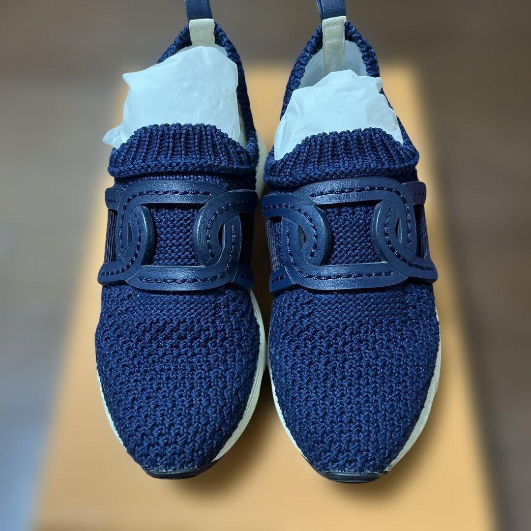 トッズ　ネイビー ニット スリッポン スニーカー