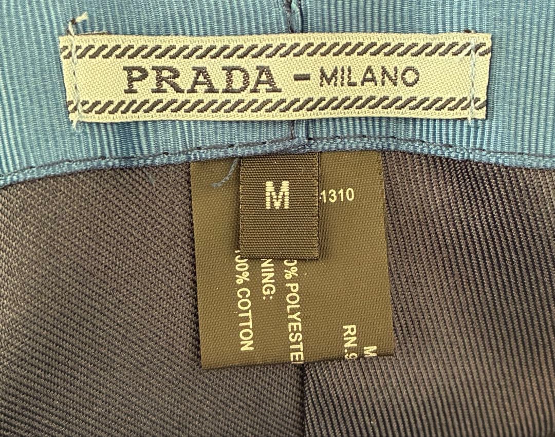 レア　PRADA バケットハット 限定カラー　ネイビー　ブルー　三角ロゴ