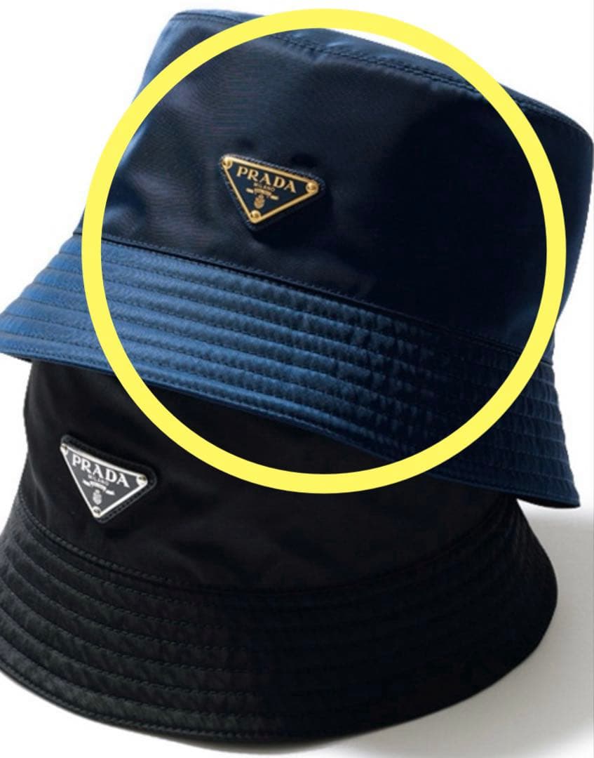 レア　PRADA バケットハット 限定カラー　ネイビー　ブルー　三角ロゴ