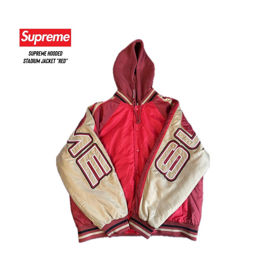 Supreme フード付きスタジアムジャケット Lサイズ レッド