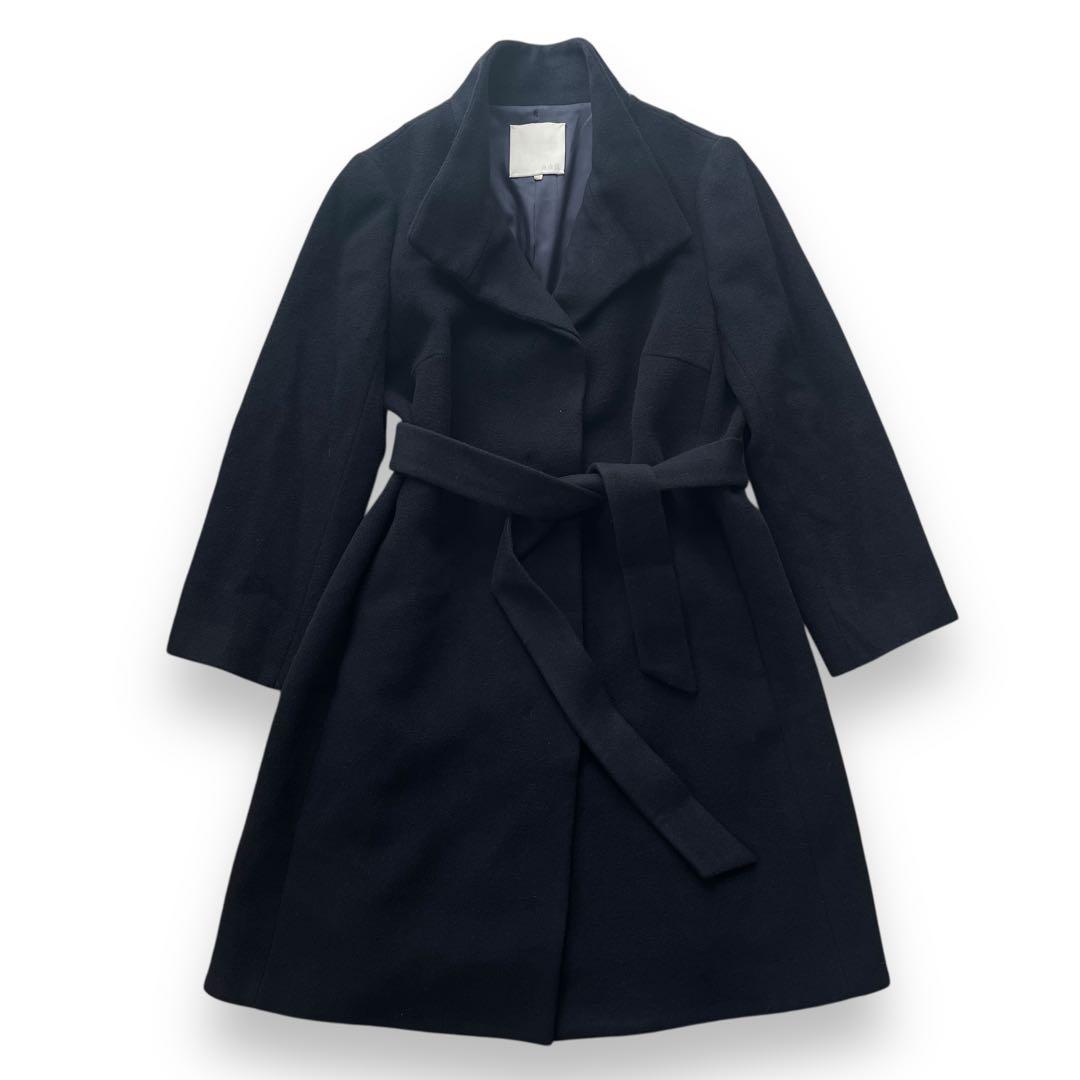 新品未使用　自由区　カシミヤ混　スタンドカラーコート　46 ブラック