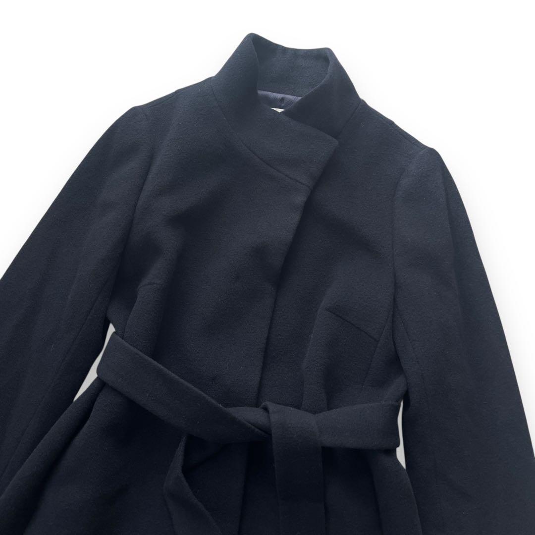 新品未使用　自由区　カシミヤ混　スタンドカラーコート　46 ブラック