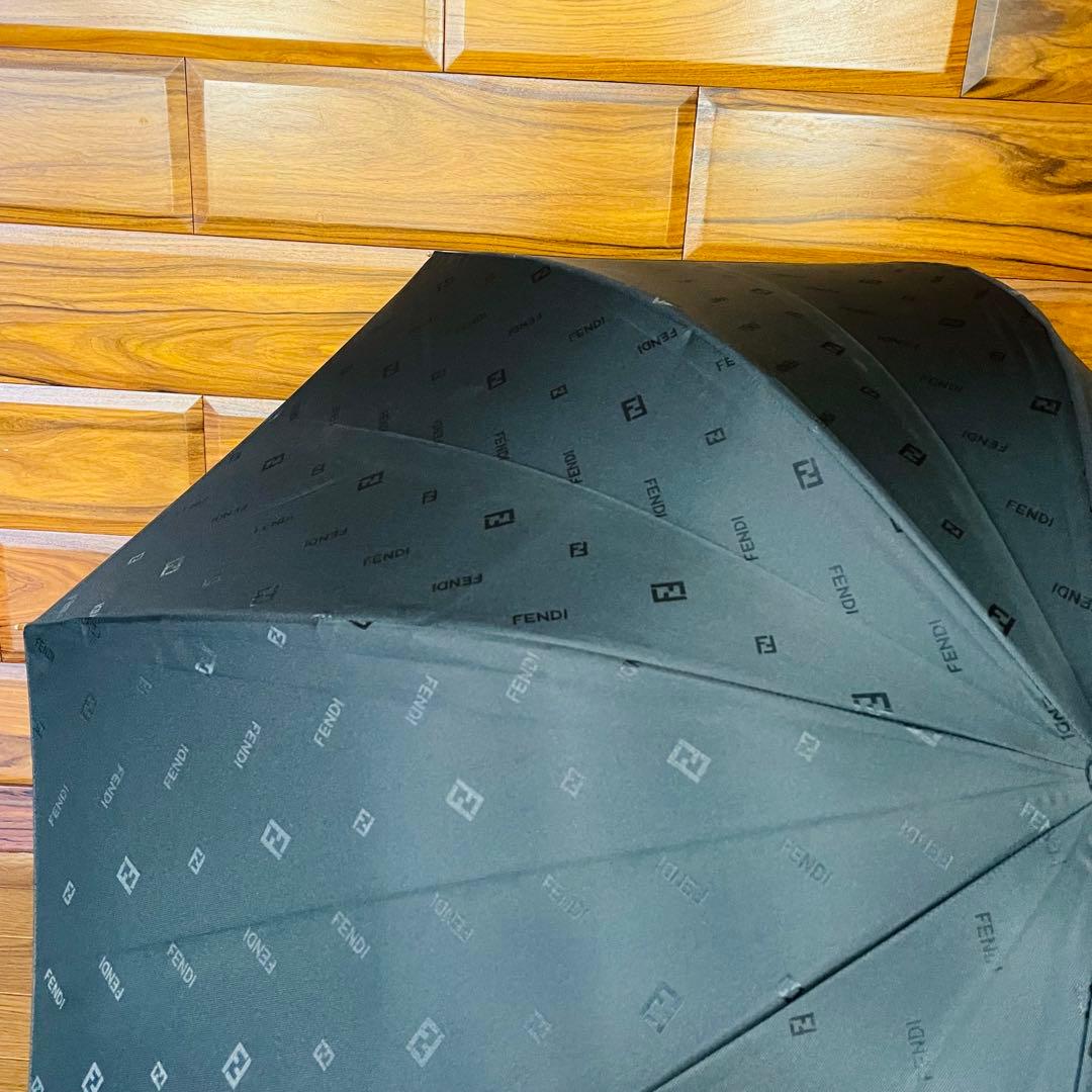 新品未使用 FENDI フェンディ ズッカ柄 傘 手開き式 黒 ブラック 長傘