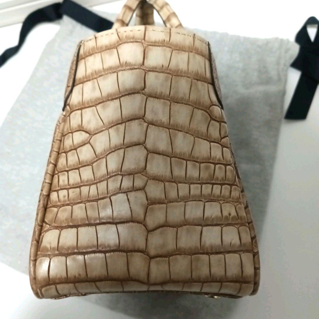 【未使用品】ADMJ クロコ型押し　ミニトートバッグ　ロゴ　ベージュ