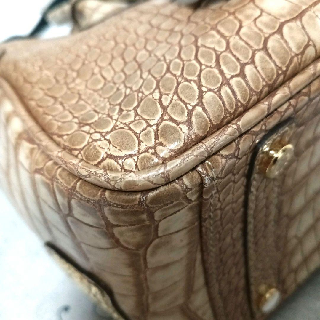 【未使用品】ADMJ クロコ型押し　ミニトートバッグ　ロゴ　ベージュ