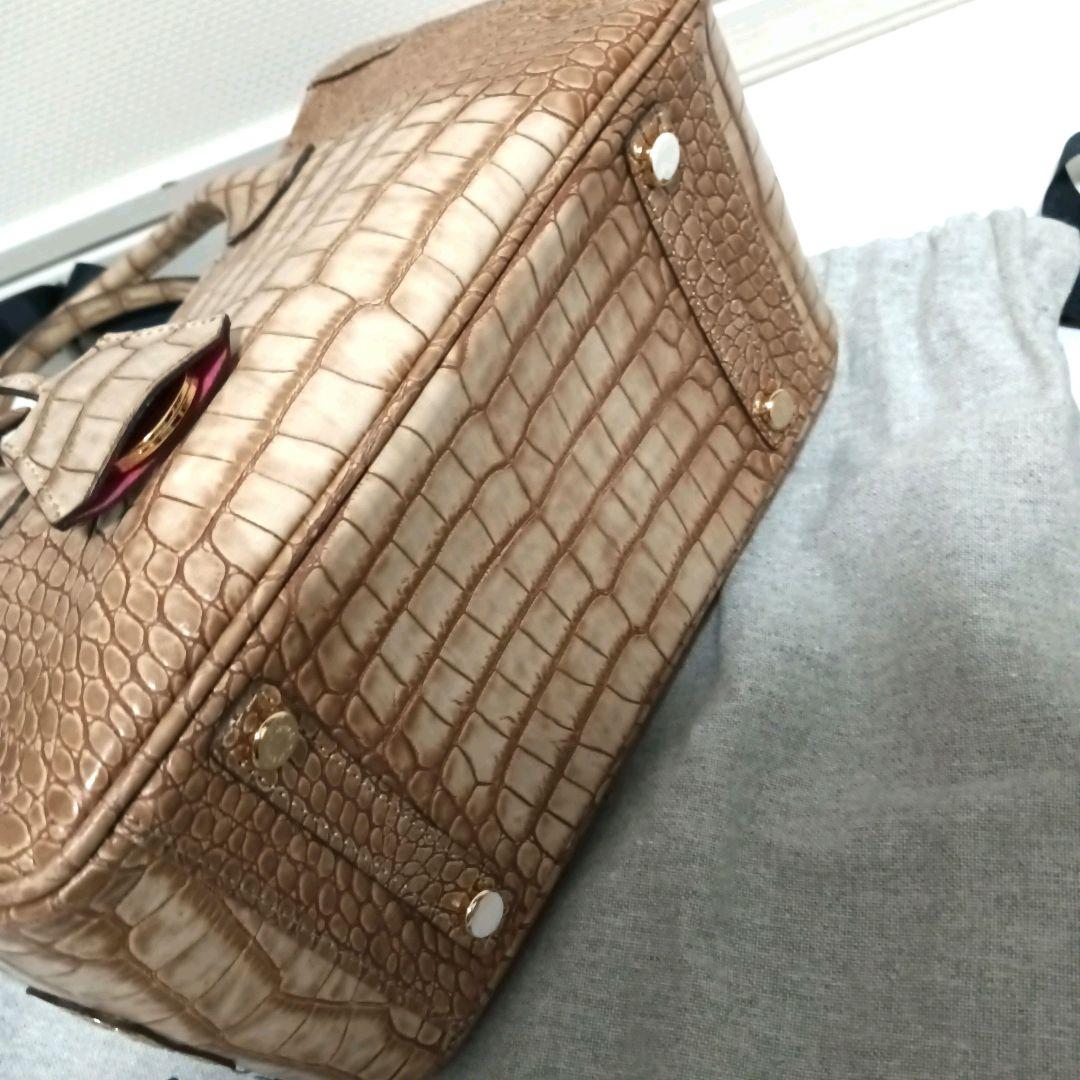 【未使用品】ADMJ クロコ型押し　ミニトートバッグ　ロゴ　ベージュ