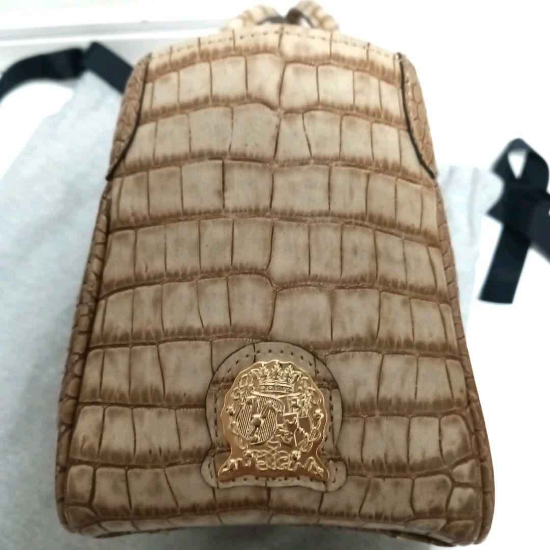 【未使用品】ADMJ クロコ型押し　ミニトートバッグ　ロゴ　ベージュ