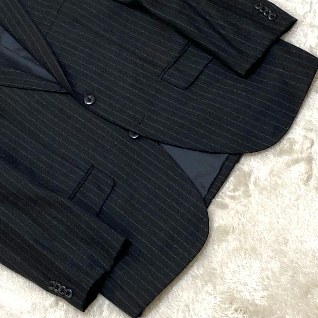 【美品】Loro Pianaスーツ セットアップ 黒 ストライプ A5