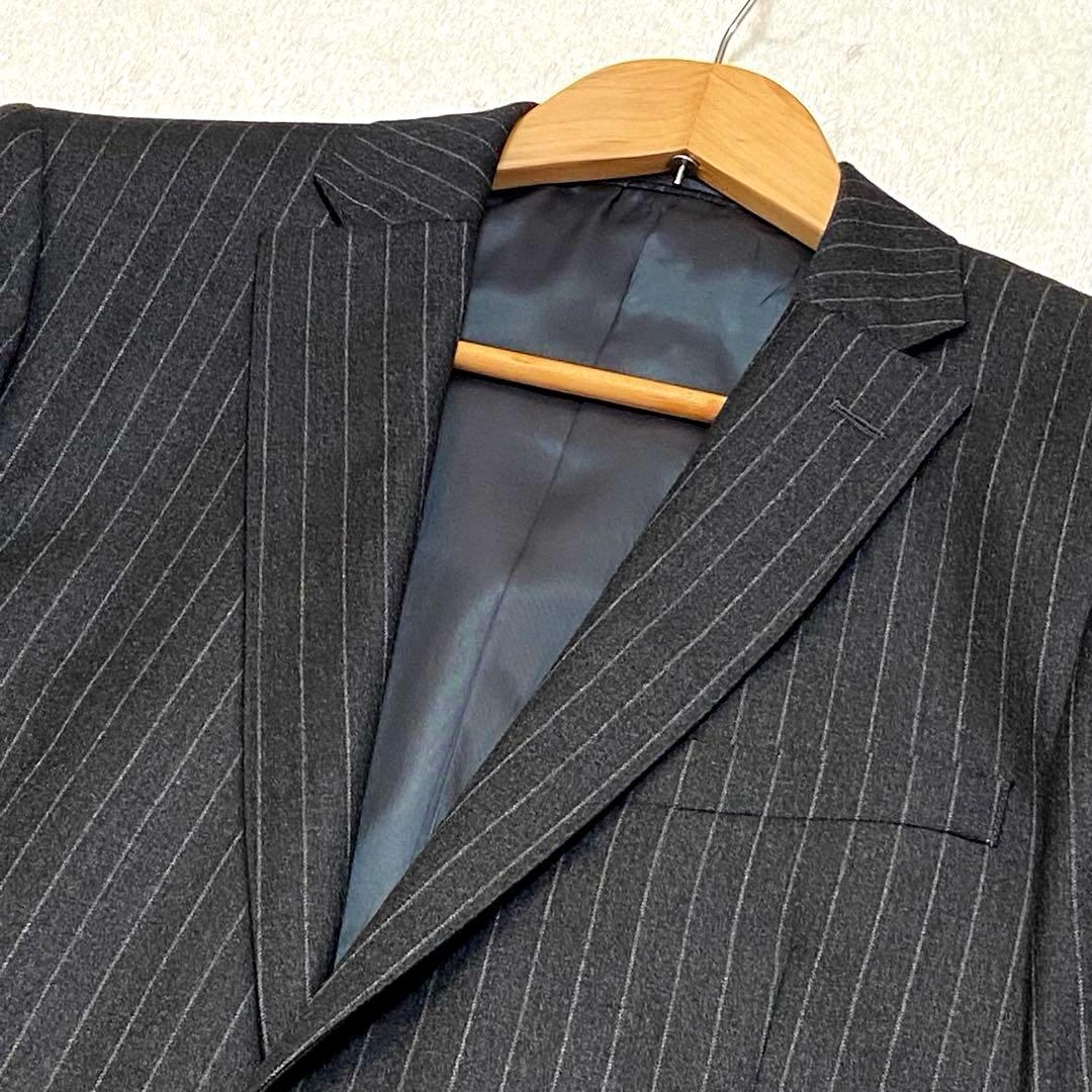 【美品】Loro Pianaスーツ セットアップ 黒 ストライプ A5