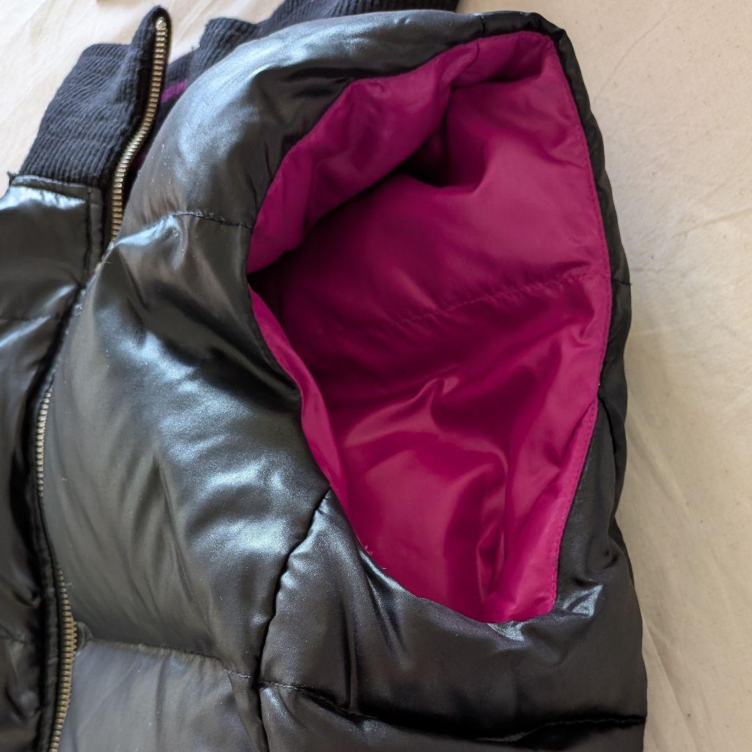 y2k  ダウンベスト 黒 ピンク フード ファー リバーシブル