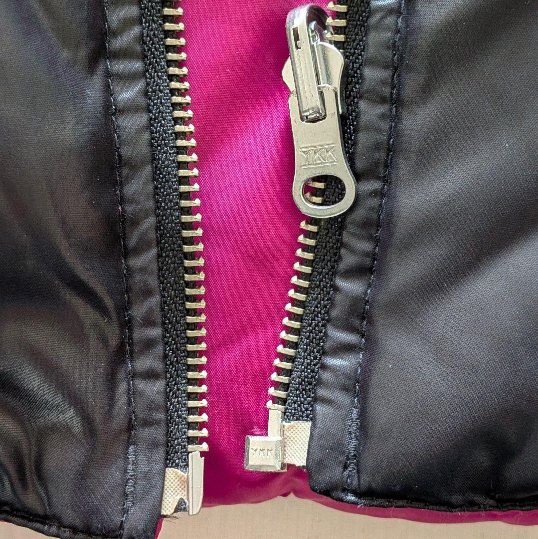 y2k  ダウンベスト 黒 ピンク フード ファー リバーシブル