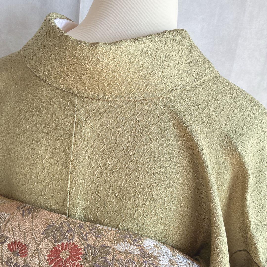 色無地　フルセット　着物　正絹　一つ紋　丹後ちりめん　共布 J10