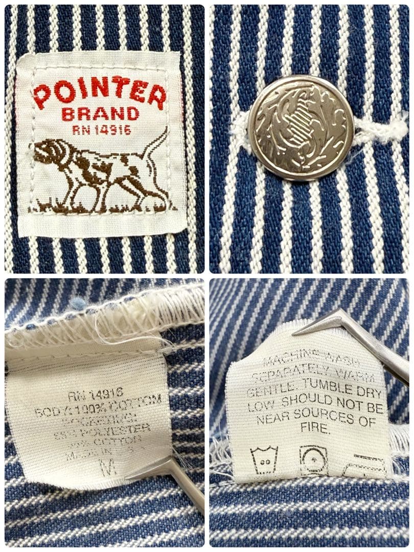 POINTER デニム カバーオール 90s USA製 ヒッコリーストライプ M