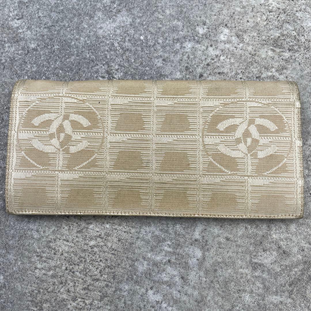 CHANEL シャネル　ニュートラベルライン　長財布　キャンバス　ベージュ
